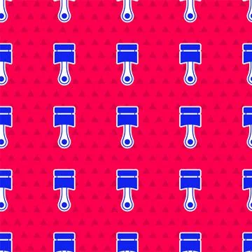 Blue Engine piston icon isolated seamless pattern on red background. Car engine 스톡 일러스트