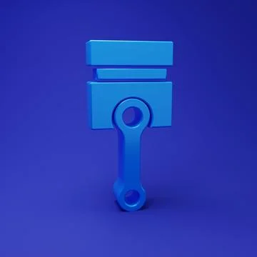 Blue Engine piston icon isolated on blue background. Car engine piston sign.. Stock Illustration