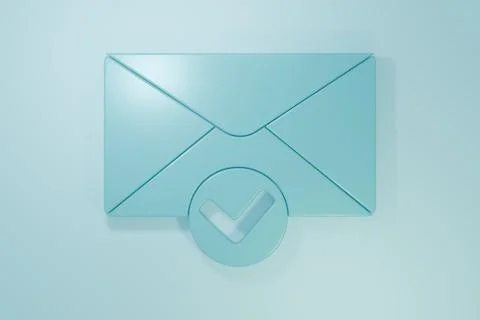 Blue Envelope and check mark icon isolated on blue background. Successful e.. Stock Illustration