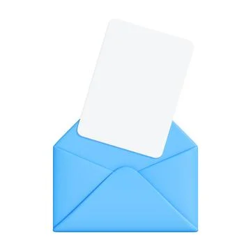 Blue Envelope with Blank Card on White Background Stock Illustration