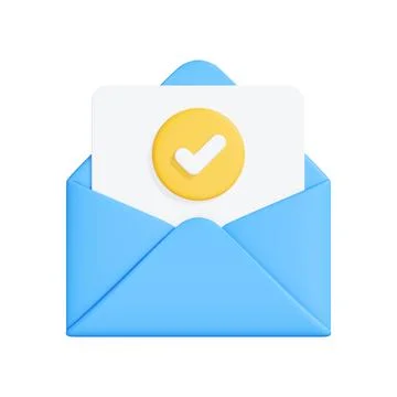 Blue Envelope with Checkmark Card Icon Stock Illustration
