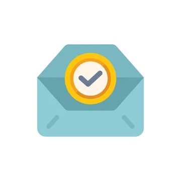 Blue envelope with a checkmark showing validation Illustrazione stock