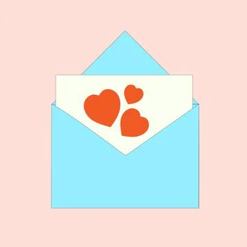 Blue envelope with congratulations on Valentine's Day. Stock Illustration