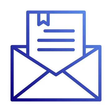 Blue Envelope with Document Icon for Communication Stock Illustration