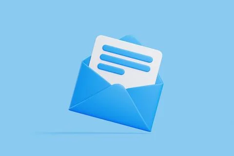 Blue Envelope with Document Inside Icon Stock Illustration