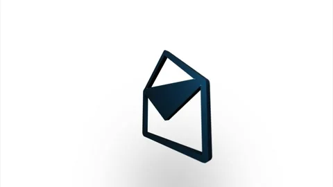 Blue envelope icon flipping, rotation. Elegant 3d realistic light render Video stock 159822108