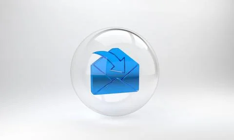 Blue Envelope icon isolated on grey background. Received message concept. New 스톡 일러스트