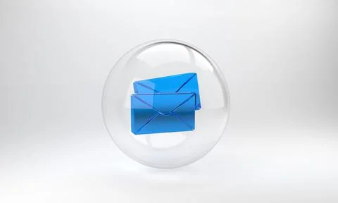 Blue Envelope icon isolated on grey background. Email message letter symbol.  Stock Illustration