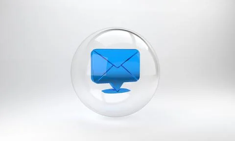 Blue Envelope icon isolated on grey background. Email message letter symbol.  스톡 일러스트