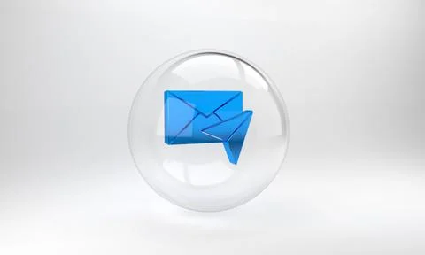 Blue Envelope icon isolated on grey background. Email message letter symbol.  Illustrazione stock