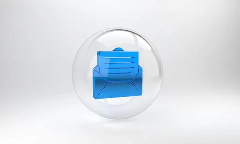 Blue Envelope icon isolated on grey background. Email message letter symbol.  Illustrazione stock