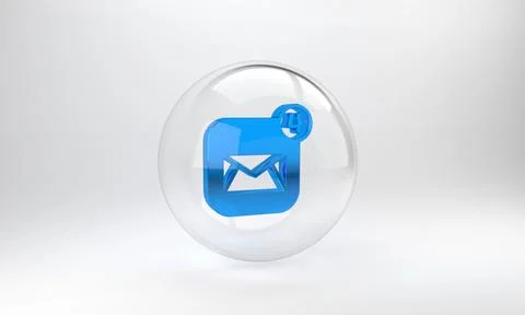Blue Envelope icon isolated on grey background. Received message concept. New Illustrazione stock