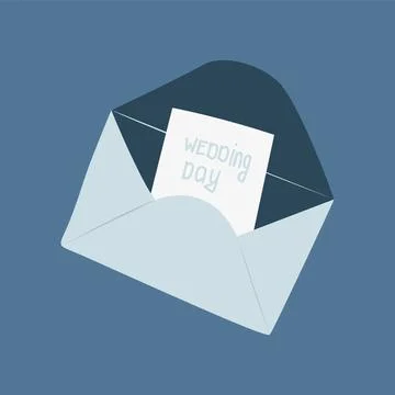 A blue envelope with a letter inside Stock Illustration