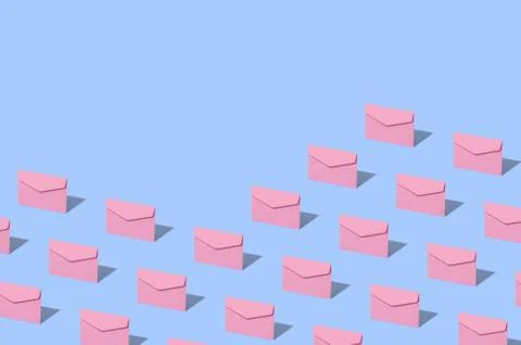 The blue envelope is a letter. Foto stock