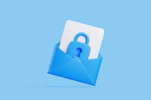 Blue envelope with lock symbol for security Stock Illustration