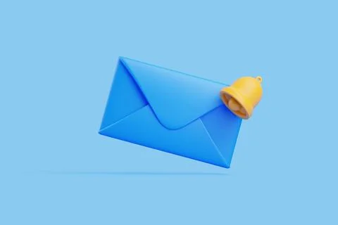 Blue Envelope with Notification Bell Icon Stock Illustration