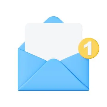 Blue Envelope with Notification Icon on White Stock Illustration