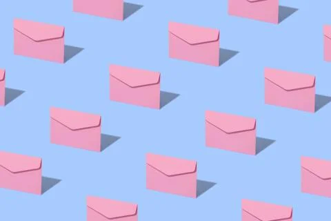 Blue envelope on a pink background. Foto stock