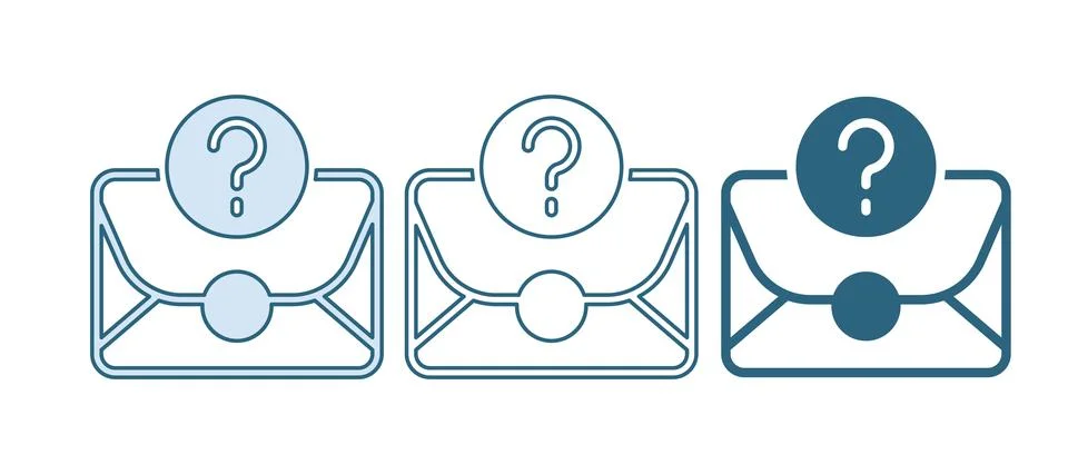 Blue Envelope with question mark icon isolated on white background. Letter .. Stock Illustration