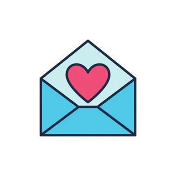 Blue Envelope with Red Heart vector icon. Love letter symbol Stock Illustration
