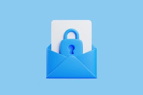 Blue envelope with secure padlock icon Stock Illustration