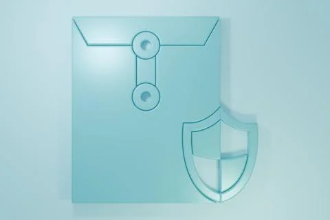 Blue Envelope with shield icon isolated on blue background. Insurance conce.. 스톡 일러스트