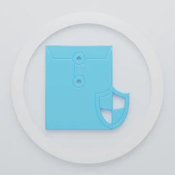 Blue Envelope with shield icon isolated on white background. Insurance conc.. Stock Illustration
