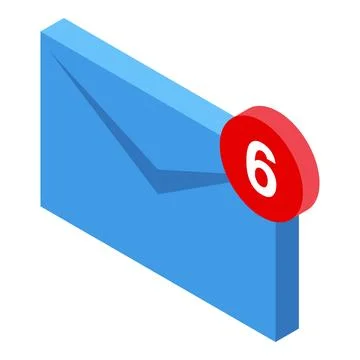 Blue envelope showing six unread messages notification Stock Illustration