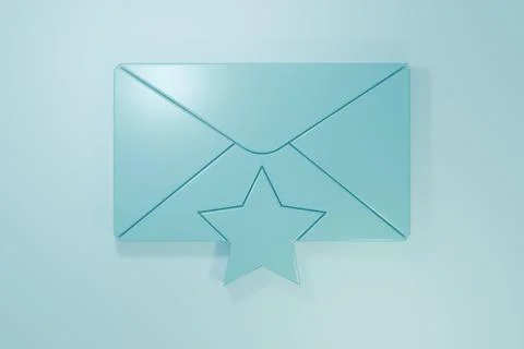 Blue Envelope with star icon isolated on blue background. Important email, .. Stock Illustration