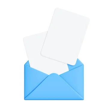 Blue Envelope with Two Blank Cards Inside Stock Illustration