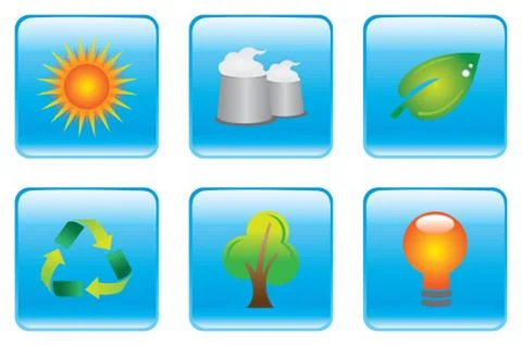 Blue Environmental Conservation Icon Set Stock Illustration