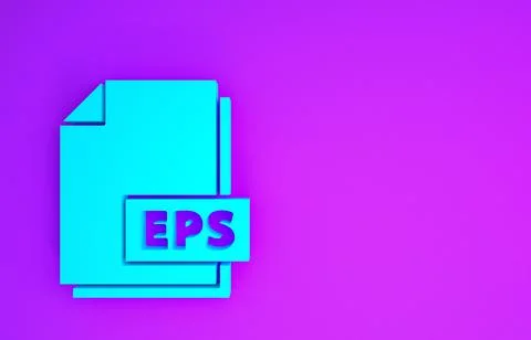 Blue EPS file document. Download eps button icon isolated on purple backgroun Illustrazione stock