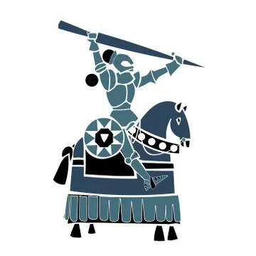 Blue equestrian knight Stock Illustration