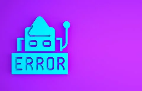 Blue Error in the operation program of the robot icon isolated on purple back 스톡 일러스트