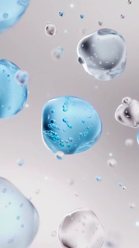 Blue essence molecule cell bubbles Stock Footage 346019021