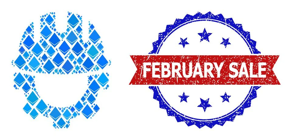 Blue Ethereum Composition Engineering Icon and Unclean Bicolor February Sale Stock Illustration
