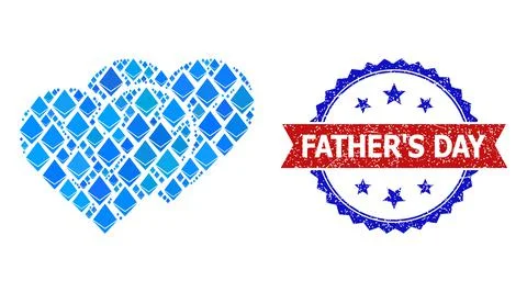 Blue Ethereum Composition Love Shadow Icon and Textured Bicolor Father'S Day Stock Illustration