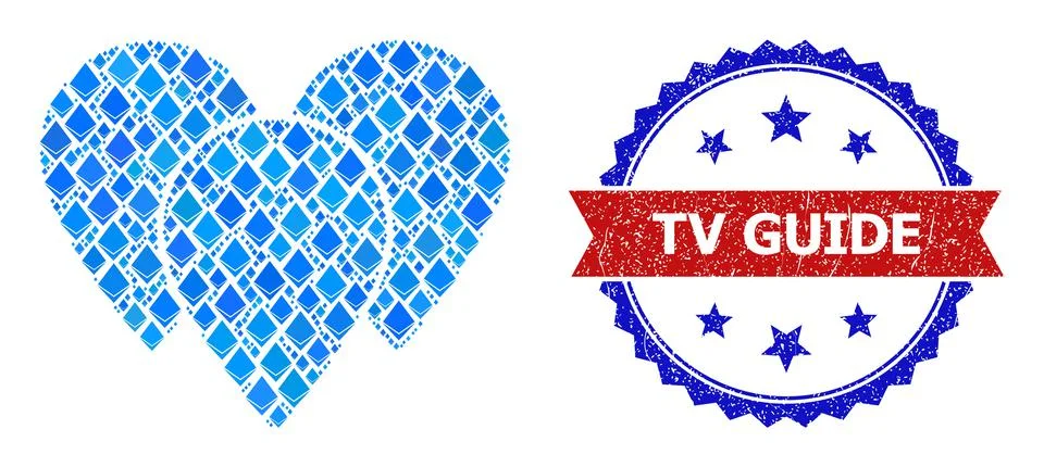 Blue Ethereum Mosaic Map Pointers Icon and Unclean Bicolor TV Guide Stamp イラスト素材