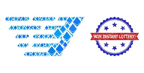 Blue Ethereum Mosaic Rush Effect Icon and Scratched Bicolor Win Instant Lottery Stock Illustration