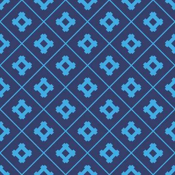 Blue Ethnic geometric seamless pattern on dark blue background Stock Illustration