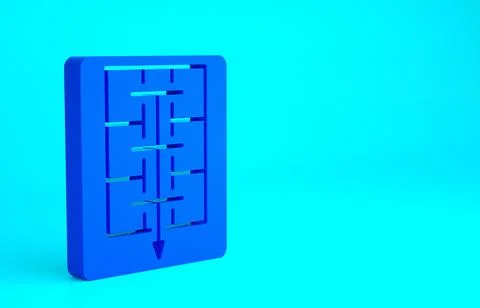 Blue Evacuation plan icon isolated on blue background. Fire escape plan. Mini Ilustración de archivo