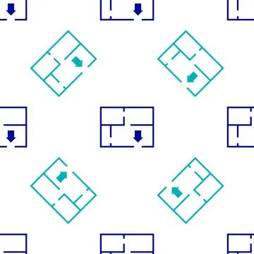Blue Evacuation plan icon isolated seamless pattern on white background. Fire 库存插图