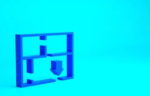 Blue Evacuation plan icon isolated on blue background. Fire escape plan. Mini Ilustración de archivo