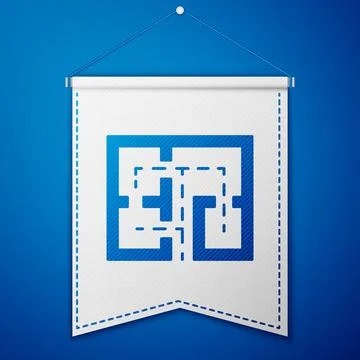 Blue Evacuation plan icon isolated on blue background. Fire escape plan. White Ilustración de archivo