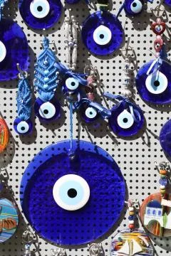 Blue evil eye Stock Photos