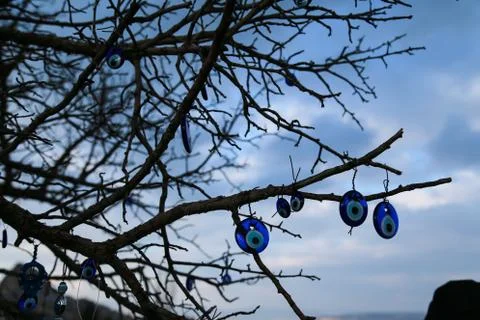 Blue evil eye Stock Photos