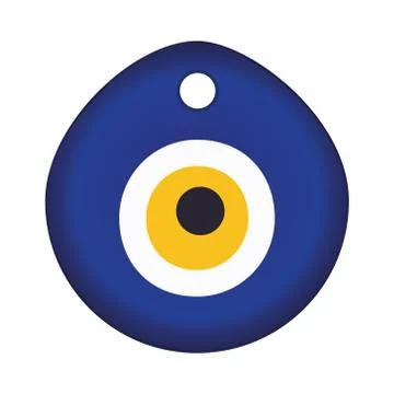 Blue Evil Eye Talisman Vector Illustration on Isolated White Background. Stock Illustration