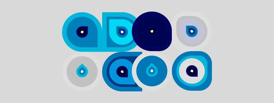 Blue evil eyes, concentric circles, protective talismans, nazar amulets. Pa.. Stock Illustration
