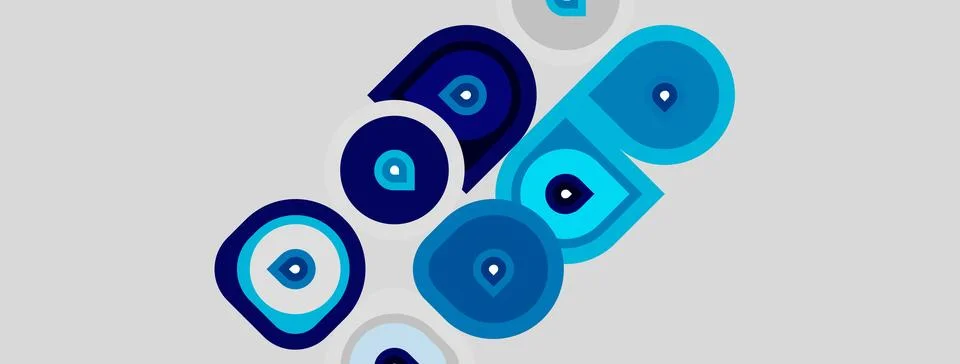 Blue evil eyes pattern. Concentric circles, protective talismans, modern de.. イラスト素材