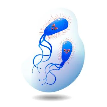 Blue evil microbes on a white background Stock Illustration